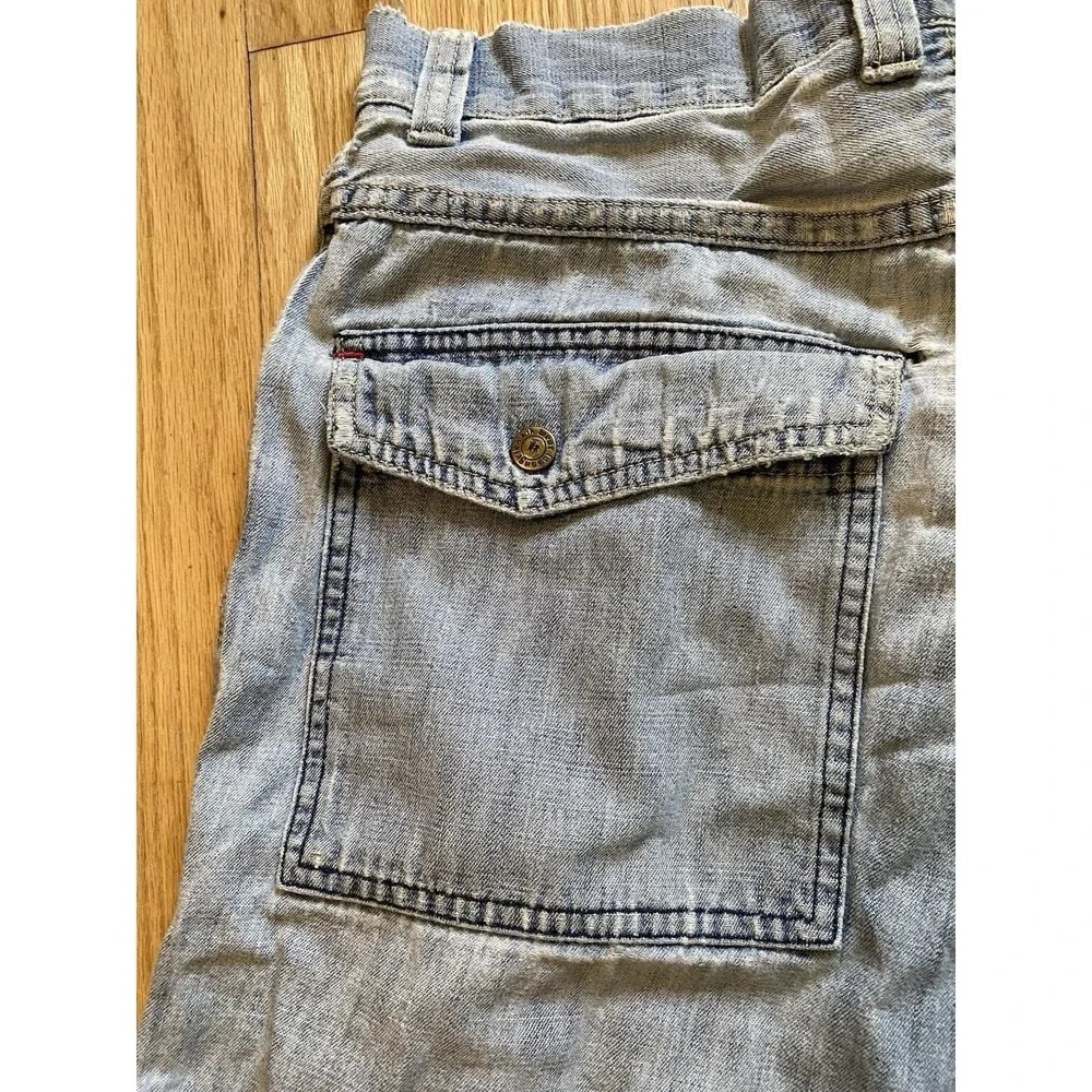 Vintage 90s Kikwear Distressed Denim Shorts Baggy Jorts Y2K Rave Skate RN 87490